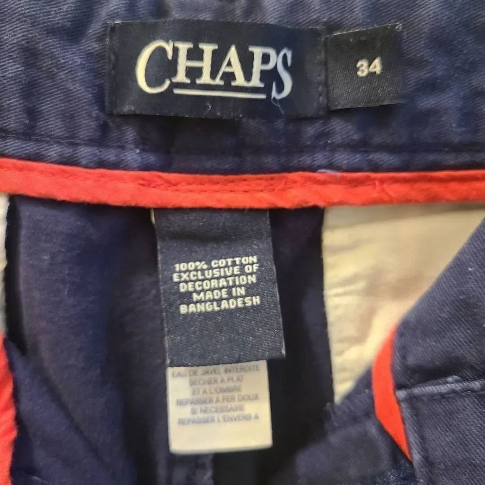 Men Chaps Blue Shorts wirh embroidered flags size 34 - Picture 3 of 6